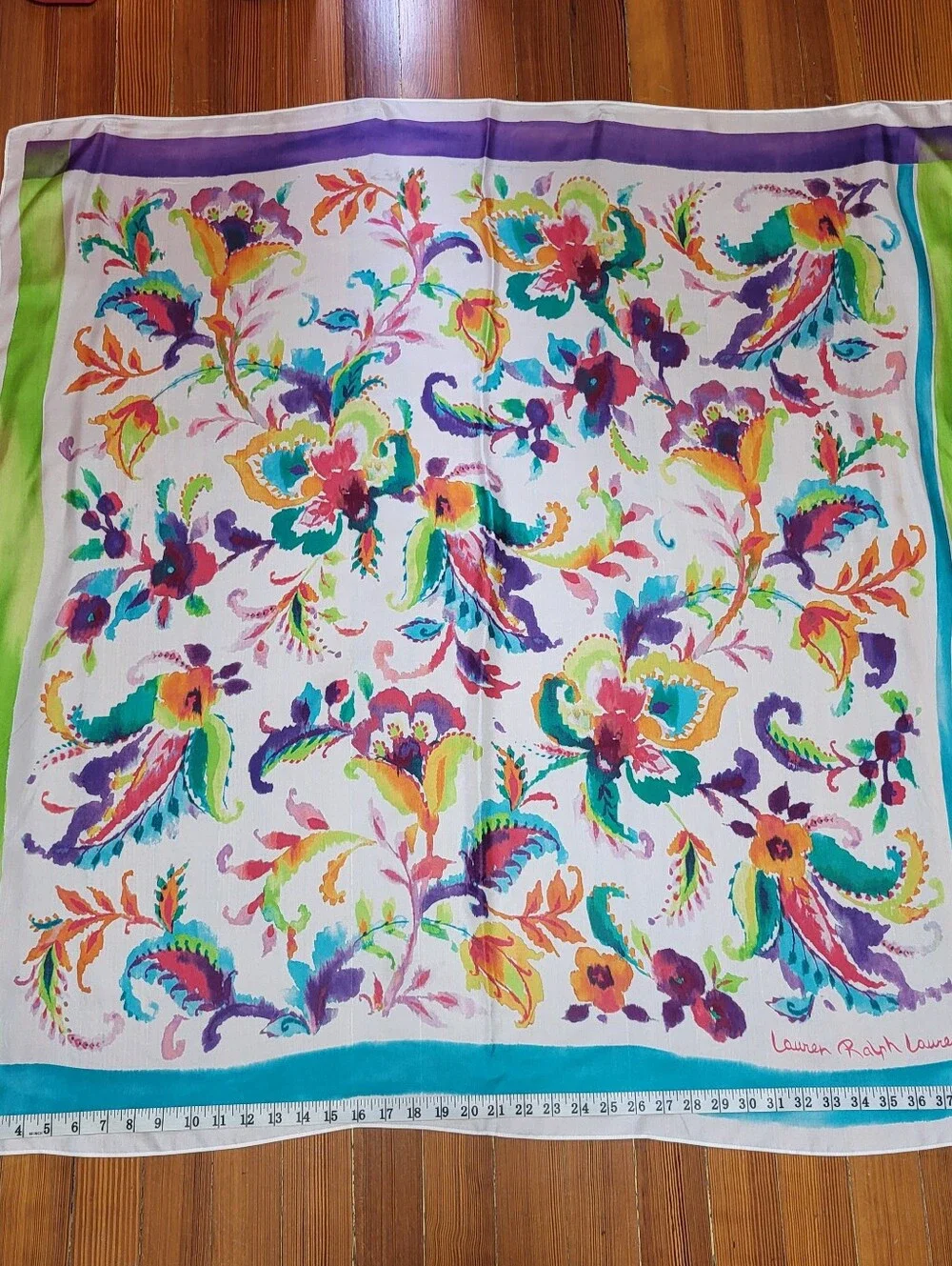 Vintage Lauren Ralph Lauren Silk? Floral Paisley Scarf Large 42